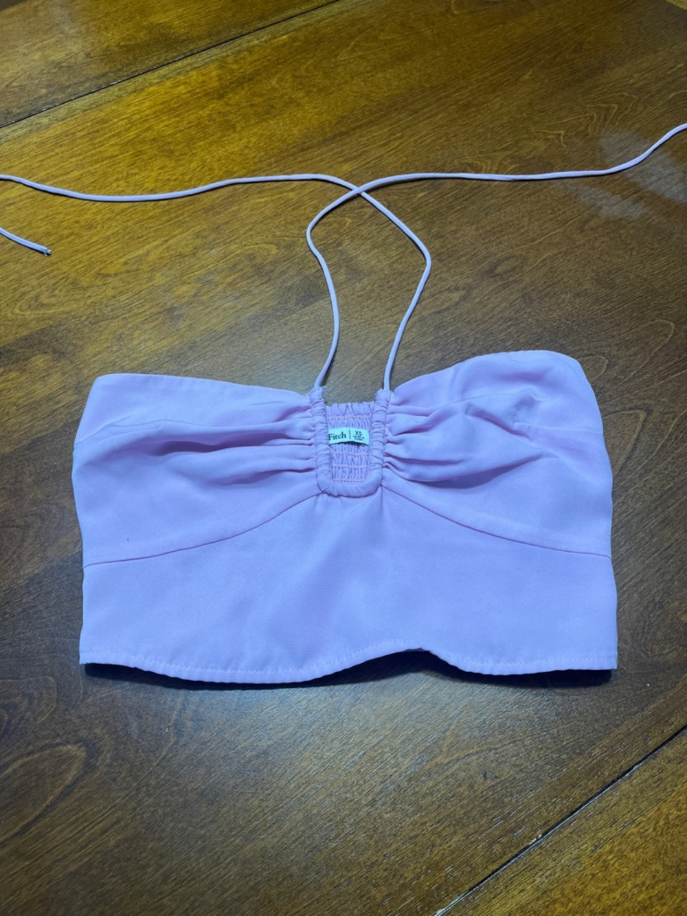 Abercrombie & Fitch Light Lavender Pink Ruched Bandeau Halter Top